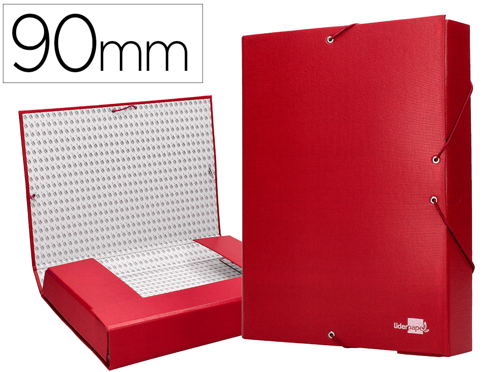 CARPETA PROYECTOS LIDERPAPEL FOLIO LOMO 90MM CARTON FORRADOROJA