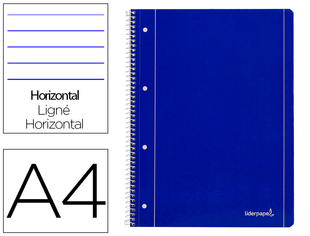 CUADERNO ESPIRAL LIDERPAPEL A4 MICRO SERIE AZUL TAPA BLANDA 80H 80 GR HORIZONTAL CON MARGEN 4 TALADROS AZUL
