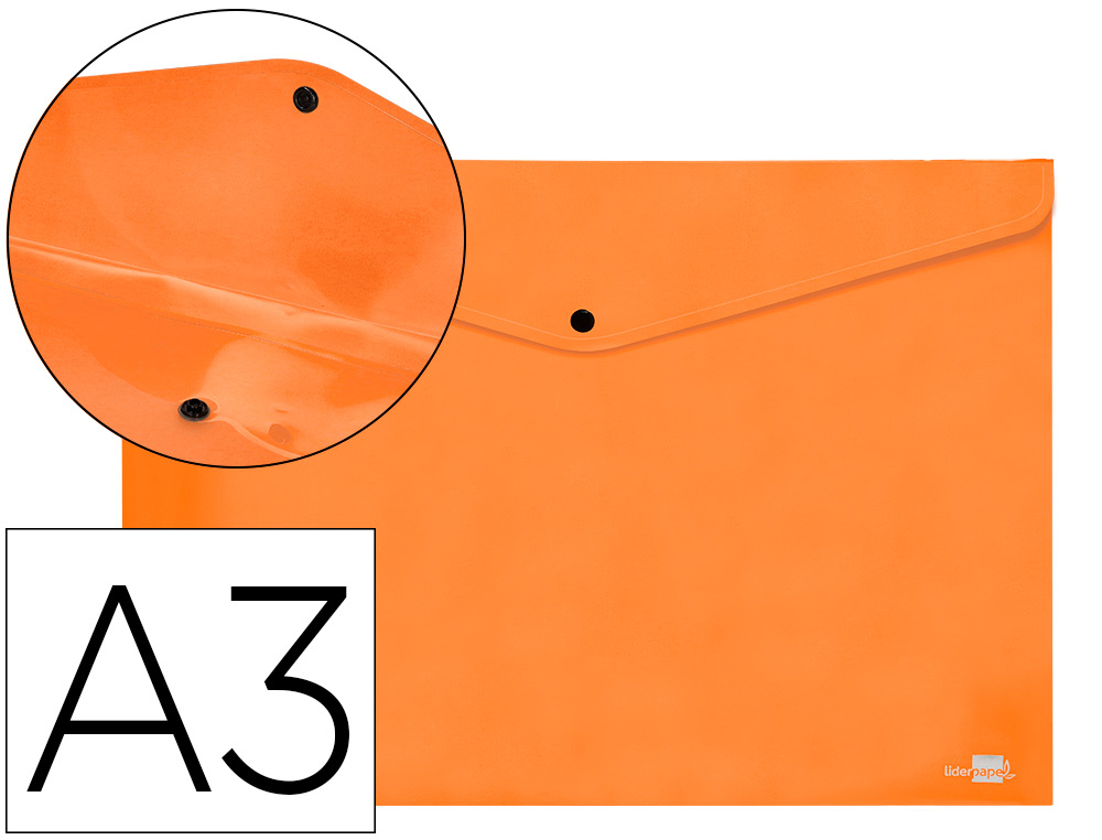 CARPETA LIDERPAPEL DOSSIER BROCHE 44241 POLIPROPILENO DIN A3 NARANJA SERIE FROSTY