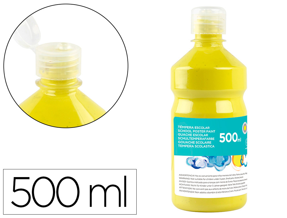 TEMPERA LIQUIDA LIDERPAPEL ESCOLAR 500 ML AMARILLO LIMON