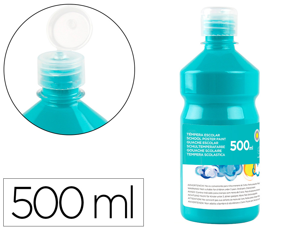 TEMPERA LIQUIDA LIDERPAPEL ESCOLAR 500 ML TURQUESA
