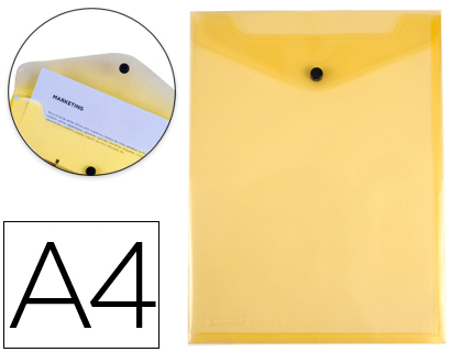 CARPETA LIDERPAPEL DOSSIER BROCHE POLIPROPILENO DIN A4 FORMATO VERTICAL AMARILLA TRANSPARENTE 50 HOJAS