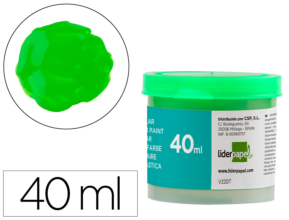TEMPERA LIDERPAPEL ESCOLAR 40 ML VERDE CLARO