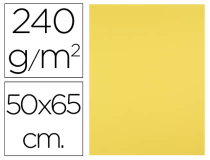 CARTULINA LIDERPAPEL 50X65 CM 240G/M2 AMARILLO LIMON PAQUETE DE 25 UNIDADES