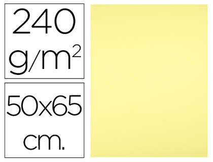 CARTULINA LIDERPAPEL 50X65 CM 240G/M2 AMARILLO MEDIO PAQUETE DE 25 UNIDADES