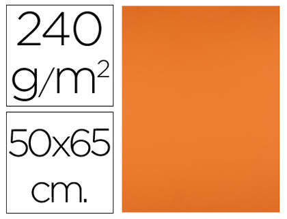 CARTULINA LIDERPAPEL 50X65 CM 240G/M2 NARANJA PAQUETE DE 25 UNIDADES