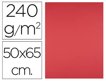 CARTULINA LIDERPAPEL 50X65 CM 240G/M2 ROJO PAQUETE DE 25 UNIDADES