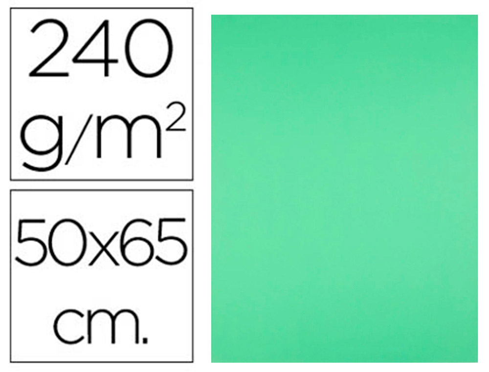 CARTULINA LIDERPAPEL 50X65 CM 240G/M2 VERDE PISTACHO PAQUETE DE 25 UNIDADES