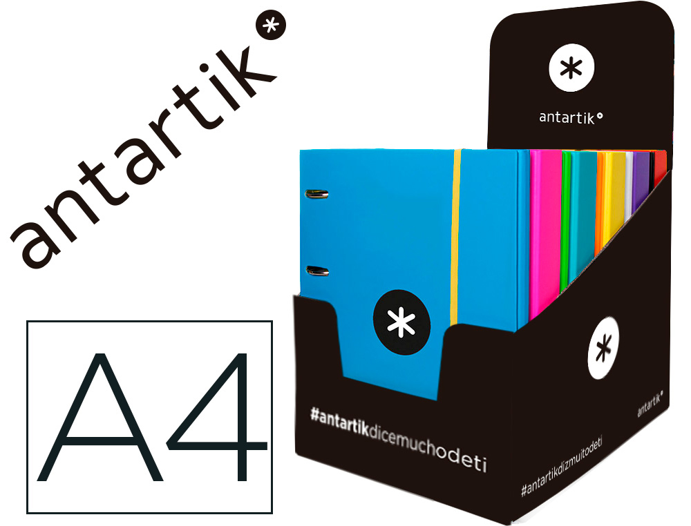 CARPETA CON RECAMBIO LIDERPAPEL ANTARTIK A4 CUADRO 5 MM FORRADA 4 ANILLAS 25MM REDONDAS COLORES SURTIDOS