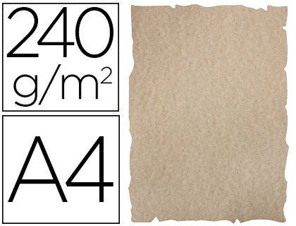PAPEL COLOR LIDERPAPEL PERGAMINO CON BORDES A4 240G/M2 ARENA PACK DE 10 HOJAS