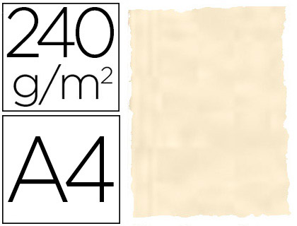 PAPEL COLOR LIDERPAPEL PERGAMINO CON BORDES A4 240G/M2 HUESO PACK DE 10 HOJAS