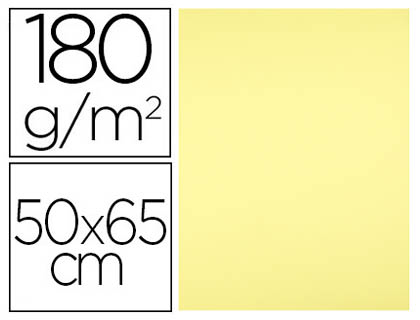 CARTULINA LIDERPAPEL 50X65 CM 180 GR AMARILLO MEDIO PAQUETE DE 25