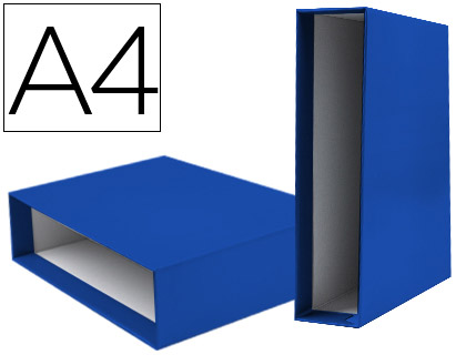 CAJA ARCHIVADOR LIDERPAPEL DE PALANCA CARTON DIN-A4 DOCUMENTA LOMO 75MM COLOR AZUL