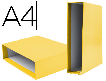 CAJA ARCHIVADOR LIDERPAPEL DE PALANCA CARTON DIN-A4 DOCUMENTA LOMO 75MM COLOR AMARILLO