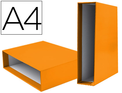 CAJA ARCHIVADOR LIDERPAPEL DE PALANCA CARTON DIN-A4 DOCUMENTA LOMO 75MM COLOR NARANJA