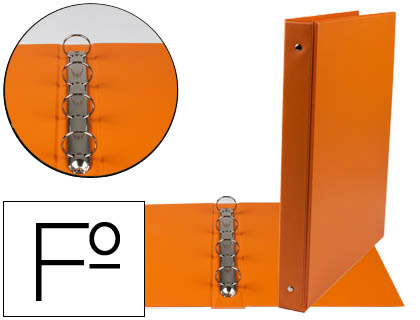 CARPETA LIDERPAPEL 4 ANILLAS 25 MM REDONDAS PLASTICO FOLIO COLOR NARANJA