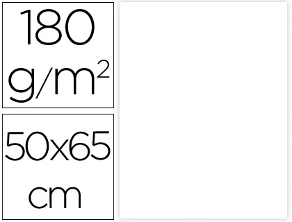 CARTULINA LIDERPAPEL 50X65 CM 180G/M2 BLANCO PAQUETE DE 25