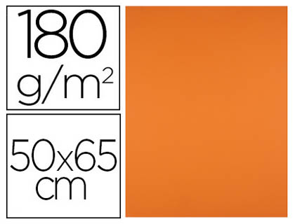 CARTULINA LIDERPAPEL 50X65 CM 180G/M2 NARANJA PAQUETE DE 25