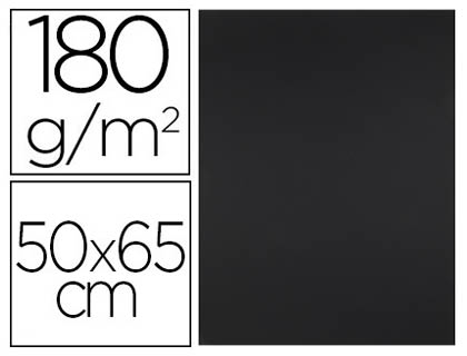 CARTULINA LIDERPAPEL 50X65 CM 180G/M2 NEGRO PAQUETE DE 25