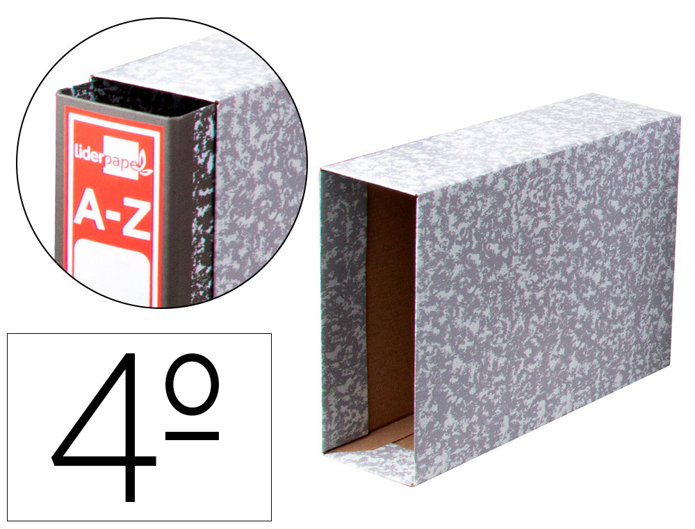 CAJA ARCHIVADOR LIDERPAPEL CLASSIC RED CUARTO APAISADO GRIS