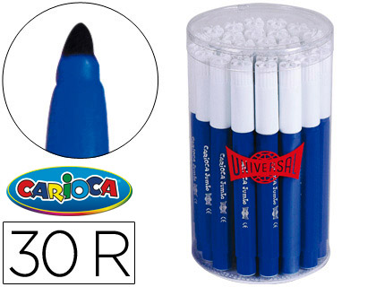 ROTULADOR CARIOCA JUMBO AZUL PUNTA GRUESA BOTE DE 30 UNIDADES