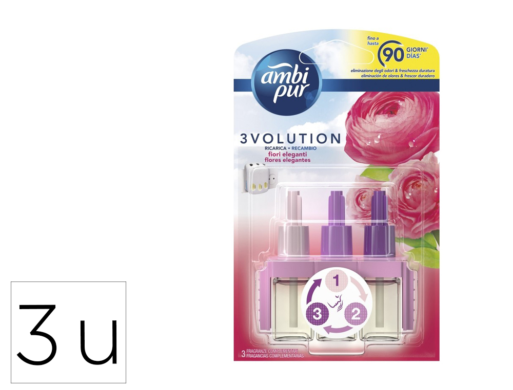AMBIENTADOR AMBI PUR 3 VOLUTION DELICADAS FLORES ROSA RECAMBIO 21 ML